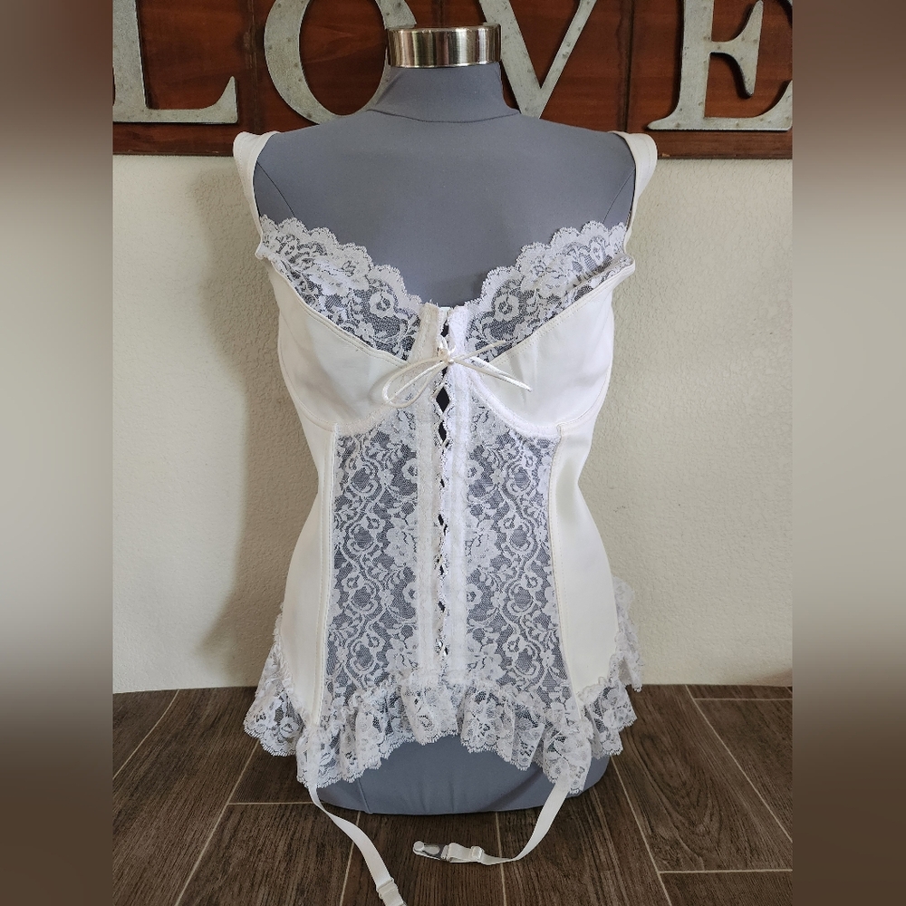 White Lace Corset with Garters - Size 44